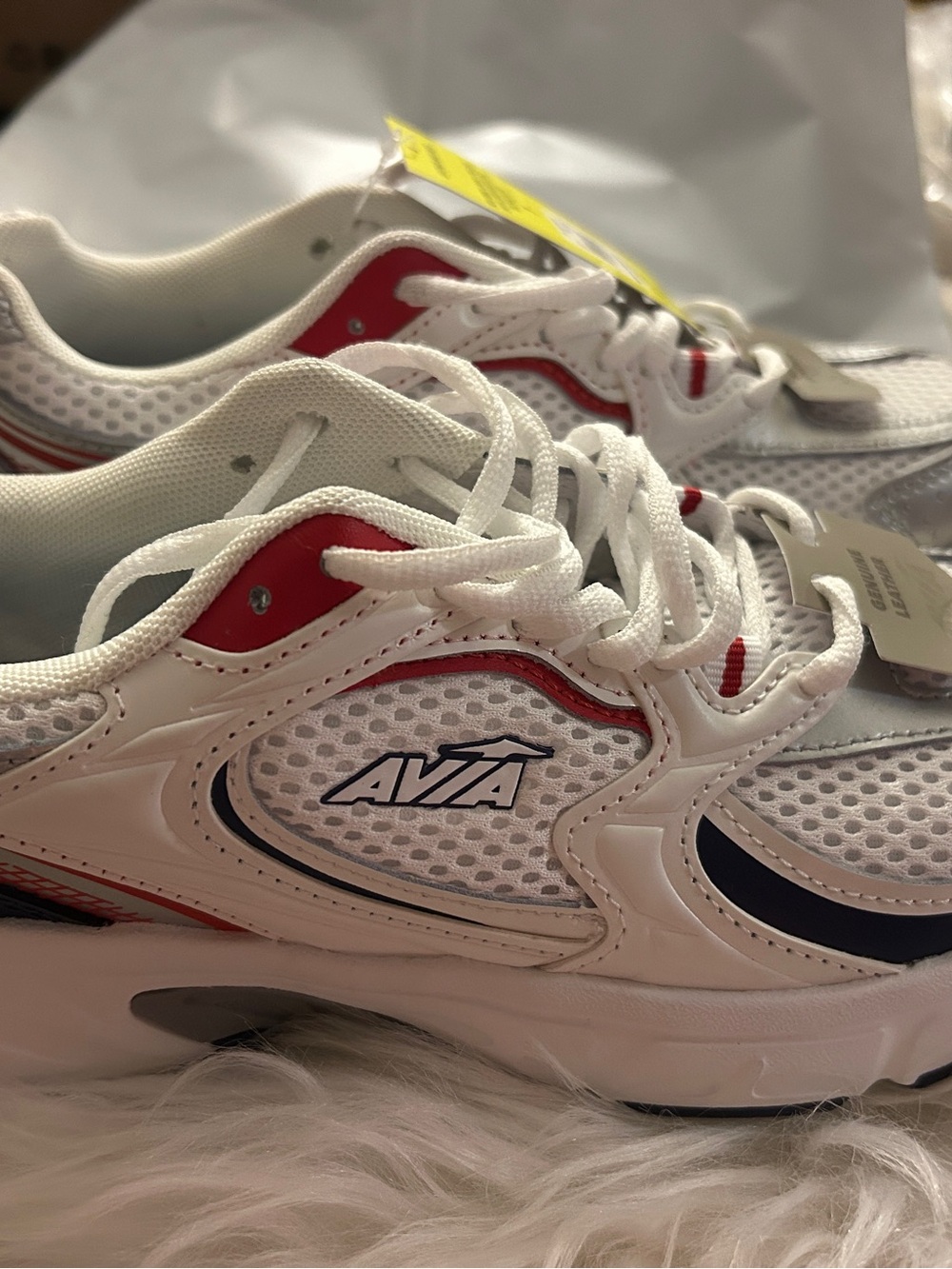 Avia White Sneakers with Red and Navy Accents - Kids